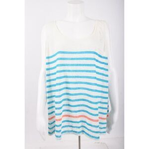 Boden Womans Tank Top Shirt Blouse US 18 UK 22 Aqua Blue White Striped Linen